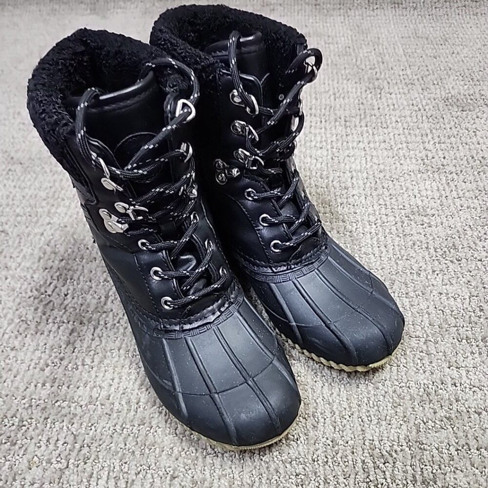 Tommy Hilfiger Twrian Duck Boots Black Lace Up Women's Size 7M
